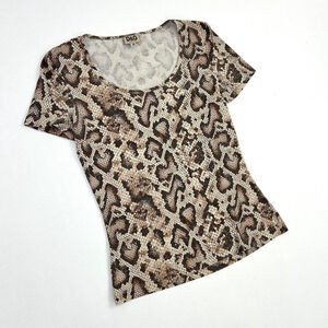 y2k D&G tan snakeskin print short sleeve top